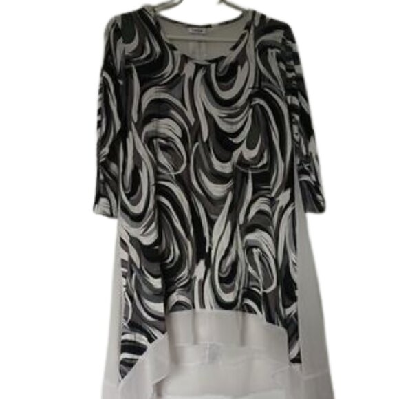 Swish Abstract Pattern Chiffon Tunic Blouse Size Large - Picture 3 of 7